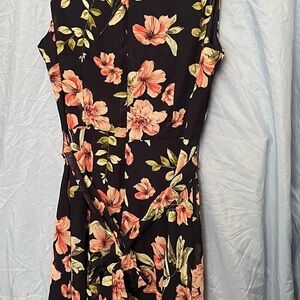 Navy Blue Floral Midi Dress